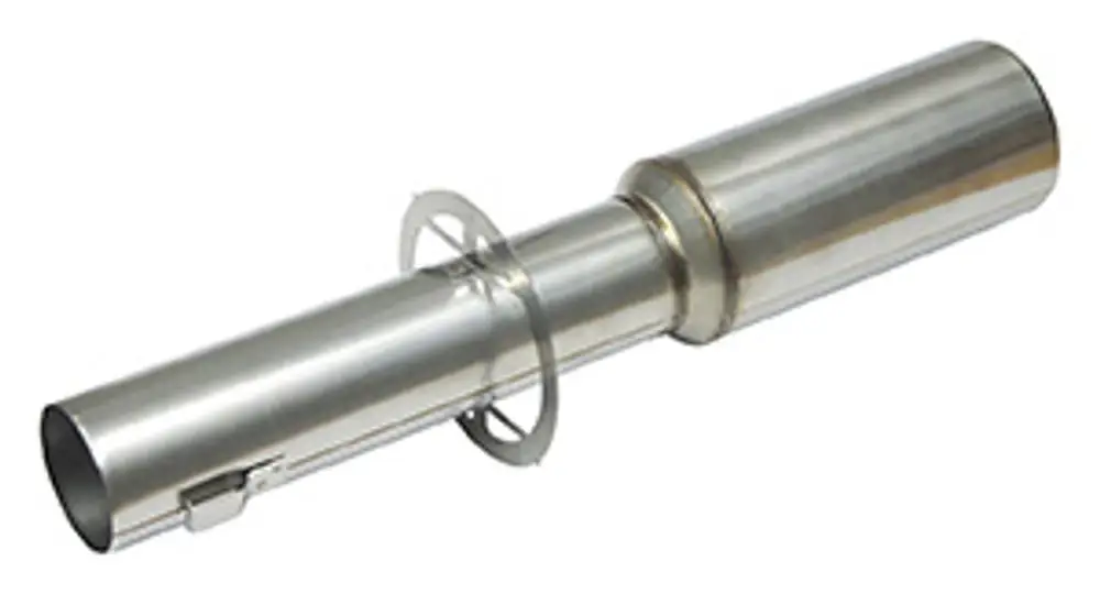 Edelstahl-Endrohr für Abgasleitung mit einem klaren Design. Produkt von Vaillant zur Verwendung in Heizungsanlagen und Abgassystemen.